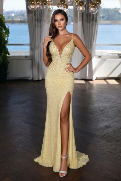 Sexy Abendkleid Lang Schwarz | Abiballkleid mit Glitzer