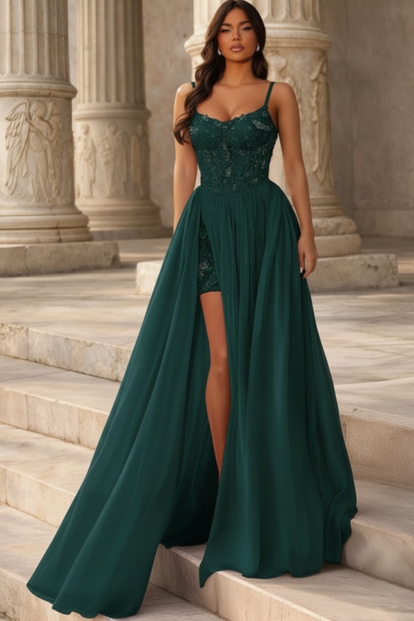 Rosa Abendkleider Lang Chiffon Ballkleider mit Glitzer
