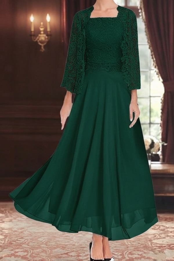 Mint Grüne Brautmutterkleider Lang Chiffon Kleid für Brautmutter mit Jacke