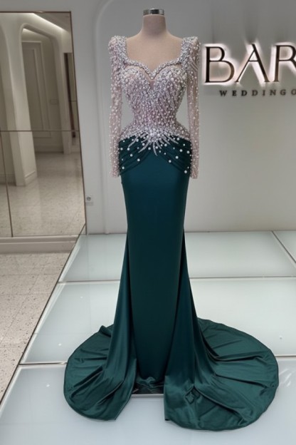 Schwarzes Abednkleid Lang Glitzer Abiballkleider Ballkleider mit Ärmel