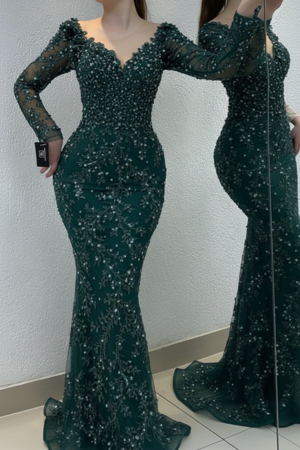 Schöne Abendkleider Lang Gold | Spitze Abiballkleider mit Glitzer