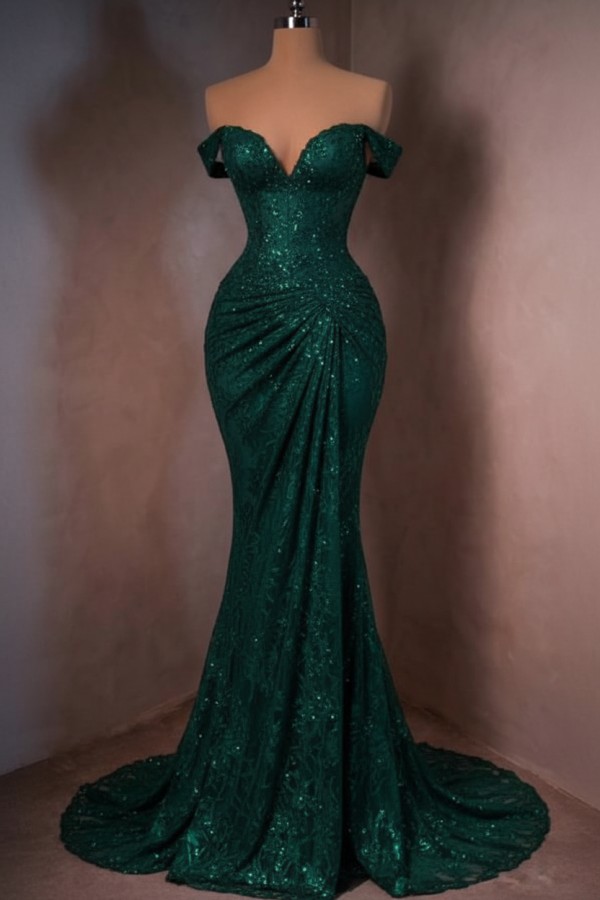 Sexy Abendkleid Lang Rot Spitze Ballkleider Meerjungfrau