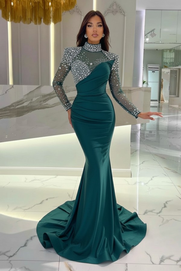 Schöne Abendkleider Lang Rosa | Abiballkleider Glitzer mit Ärmel