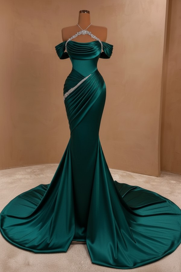 Silber Abendkleider Lang Meerjungfrau Stil Abiballkleider Ballkleid Mit Glitzer