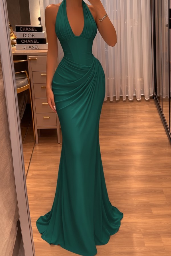Schlichtes Abendkleid Lang Himmel Blau Chiffon Ballkleid Abendmoden