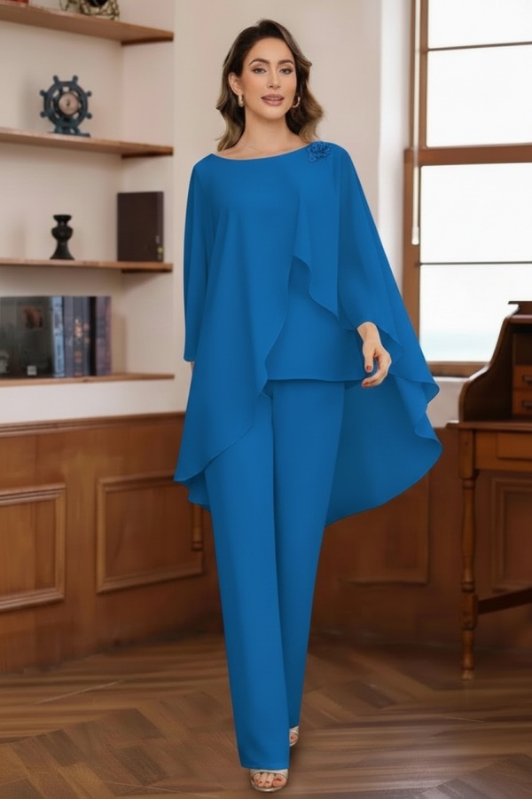 Schlichte Brautmutter Hosenanzüge Chiffon Brautmutterkleider 2 Teilig