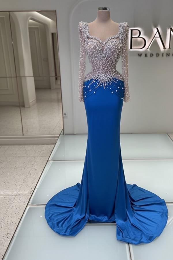 Schwarzes Abednkleid Lang Glitzer Abiballkleider Ballkleider mit Ärmel