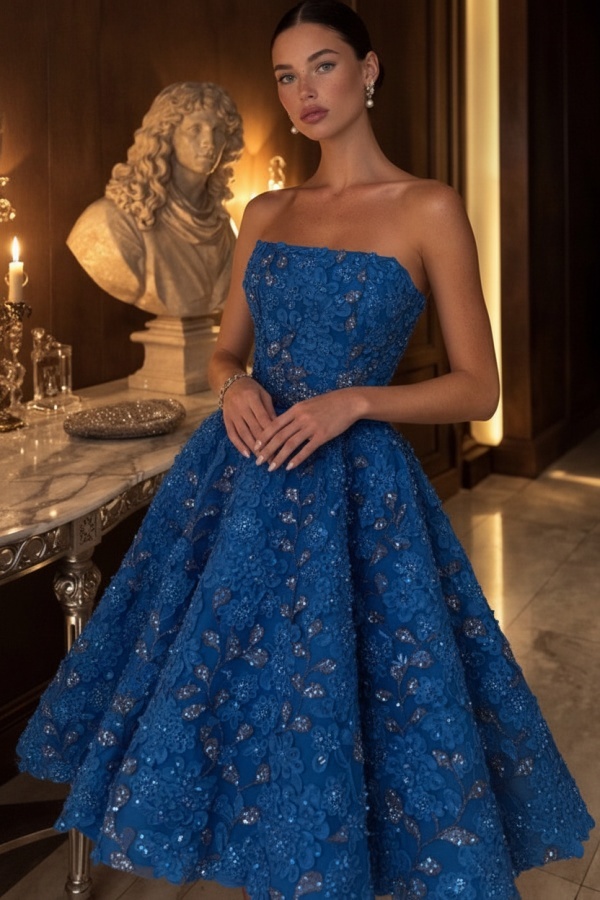 Gelb Abendkleid Kurz Spitze Ballkleid Cocktailkleider Glitzer