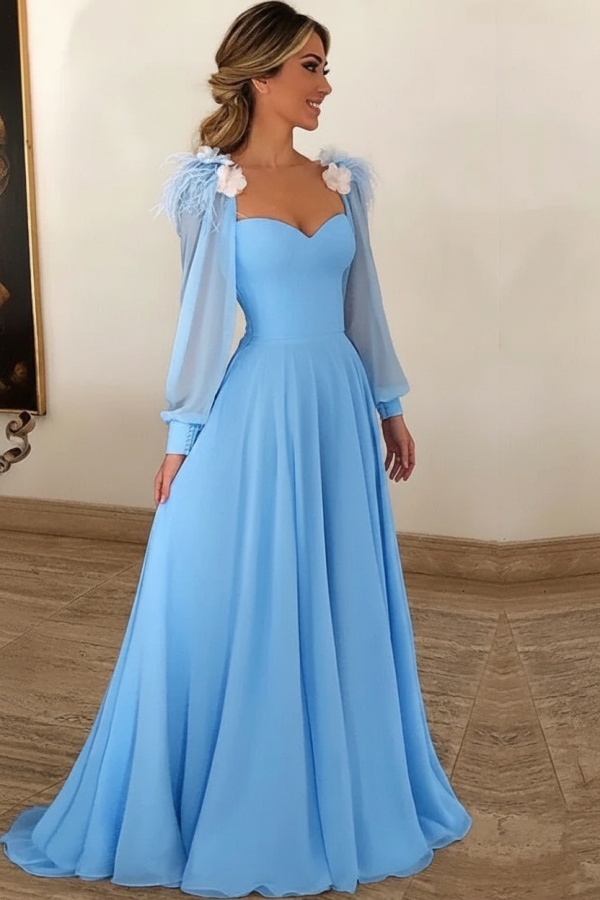 Elegante Abendkleider Lang Günstig | Abiballkleider Blau Online