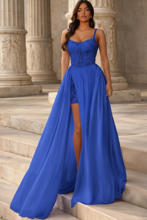 Rosa Abendkleider Lang Chiffon Ballkleider mit Glitzer