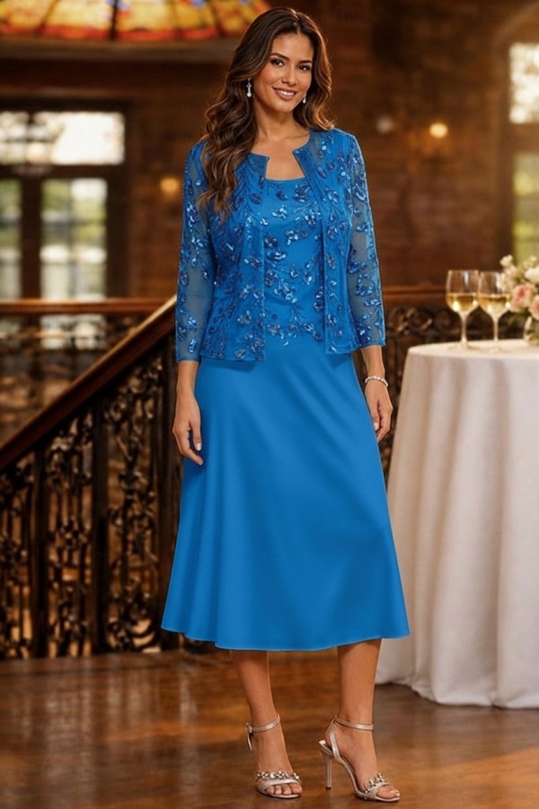 Salbeigrün Brautmutterkleider Kurz Glitzer Hochzeitspartykleider mit Spitze Jacke