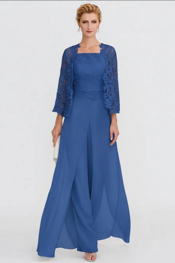 Elegante Brautmutterkleider Lang Günstig | 2 Teilig Brautmutterkleid mit Bolero