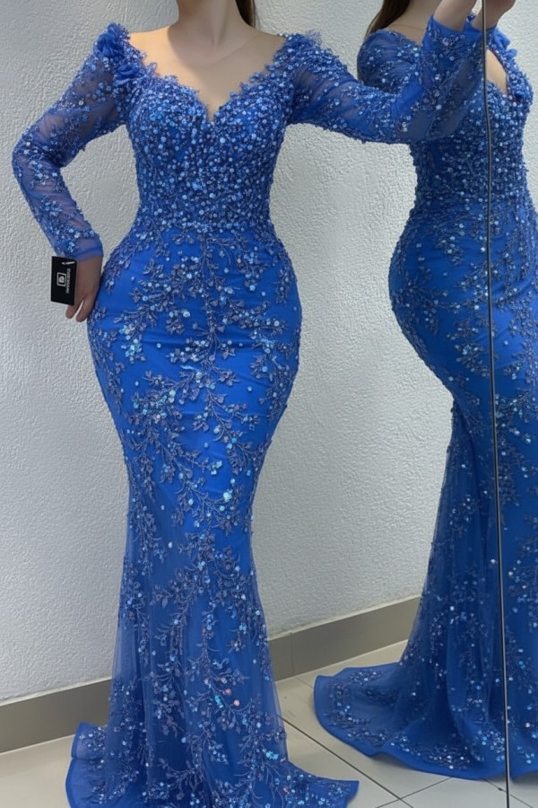 Schöne Abendkleider Lang Gold | Spitze Abiballkleider mit Glitzer