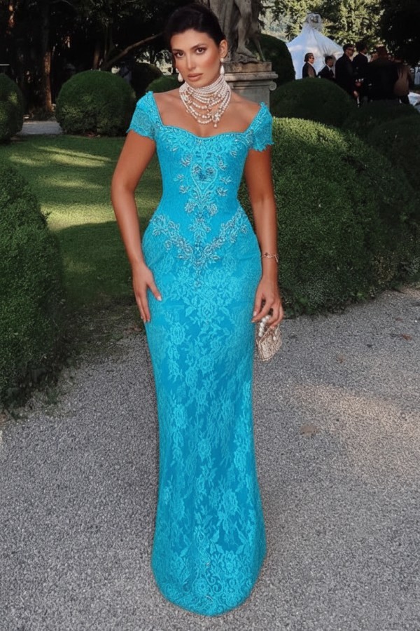 Designer Abendkleider Lang Spitze Ballkleider mit Glitzer