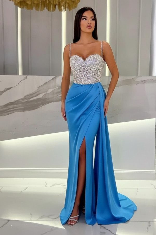 Schöne Abendkleider Mit Glitzer | Blaue Abiballkleider Lang Günstig