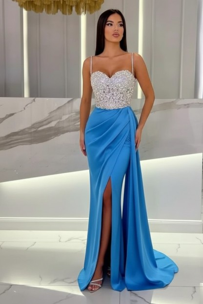 Schöne Abendkleider Mit Glitzer | Blaue Abiballkleider Lang Günstig