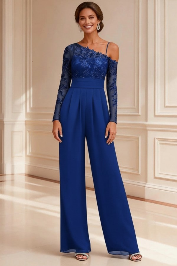 Festliche Mutter Hosenanzüge Spitze Hochzeitspartykleider Brautmutter