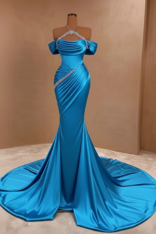 Silber Abendkleider Lang Meerjungfrau Stil Abiballkleider Ballkleid Mit Glitzer