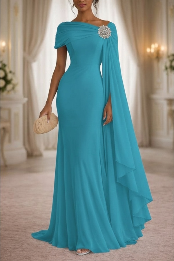 Champagner Brautmutterkleider Lang Chiffon Festliche Kleider Damen