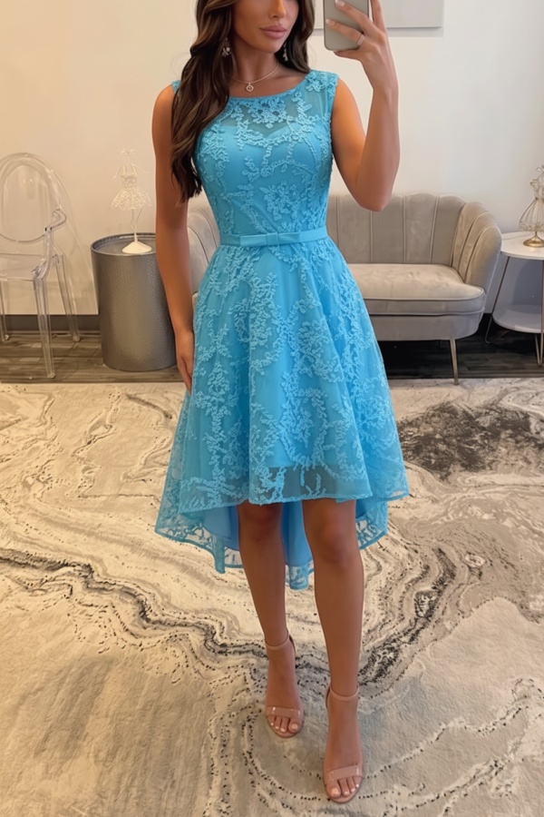 Wunderschöne Cocktailkleider Blau | Hi-lo Abiballkleider Kurz