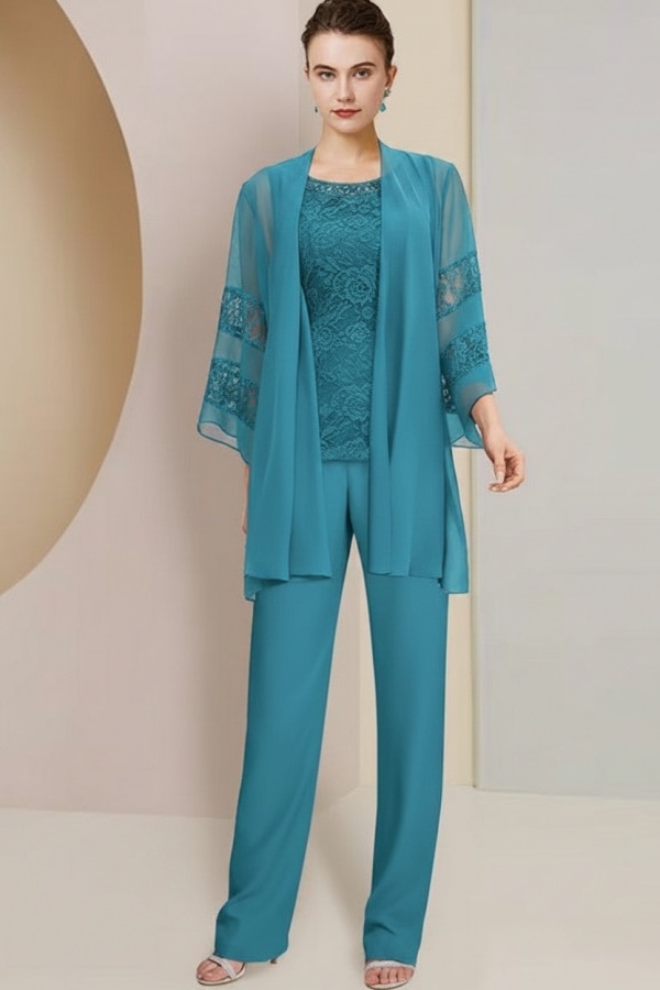 Navyblaue Spitzer Brautmutterkleider mit Ärmel | Mutterkleid mit Jacket