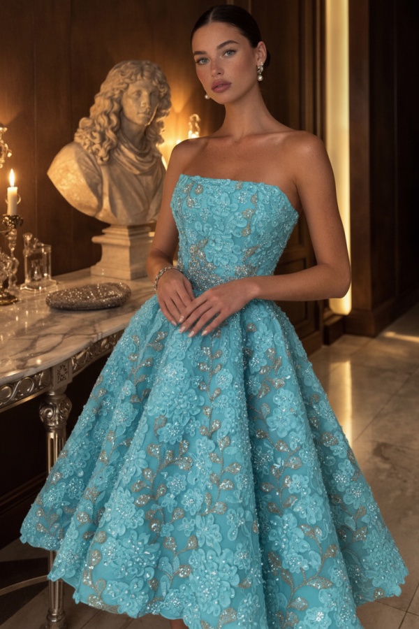 Gelb Abendkleid Kurz Spitze Ballkleid Cocktailkleider Glitzer