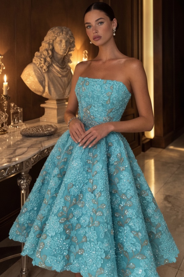 Gelb Abendkleid Kurz Spitze Ballkleid Cocktailkleider Glitzer