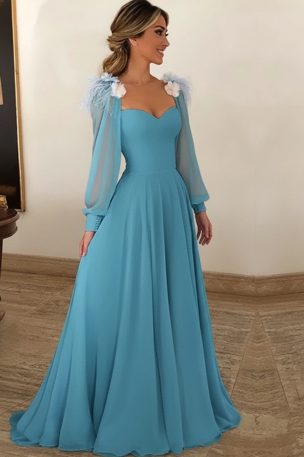 Elegante Abendkleider Lang Günstig | Abiballkleider Blau Online