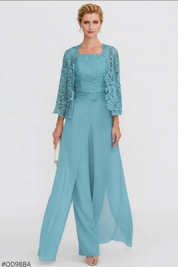 Elegante Brautmutterkleider Lang Günstig | 2 Teilig Brautmutterkleid mit Bolero
