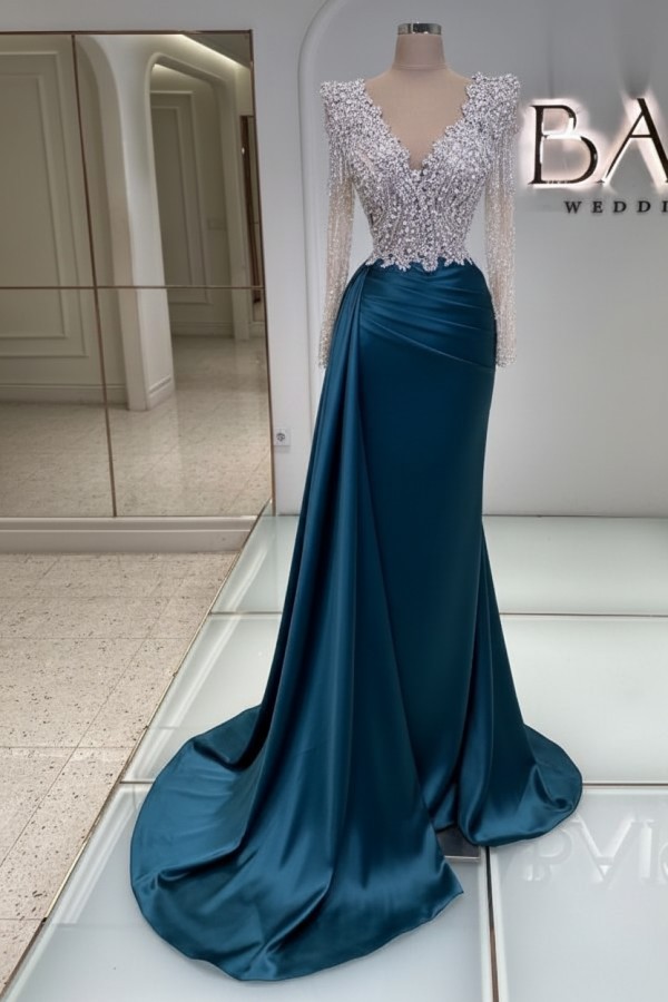 Schwarze Abendkleider Lang Glitzer | Abiballkleider V Ausschnitt