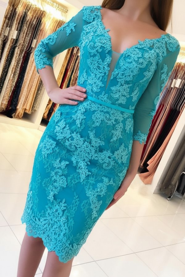 Mint Cocktailkleider Kurz Günstig | Abendkleider Mit Ärmel