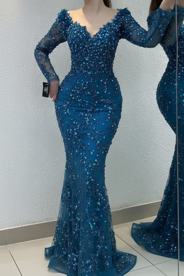 Schöne Abendkleider Lang Gold | Spitze Abiballkleider mit Glitzer