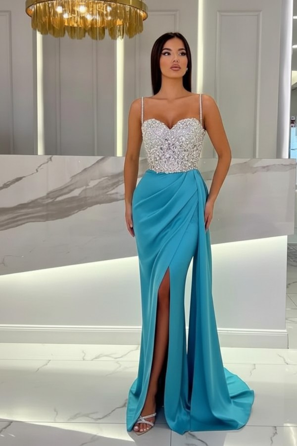 Schöne Abendkleider Mit Glitzer | Blaue Abiballkleider Lang Günstig