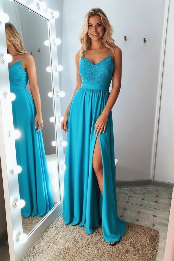 Schlichtes Abendkleid Lang | Abiballkleider Mit Spitze