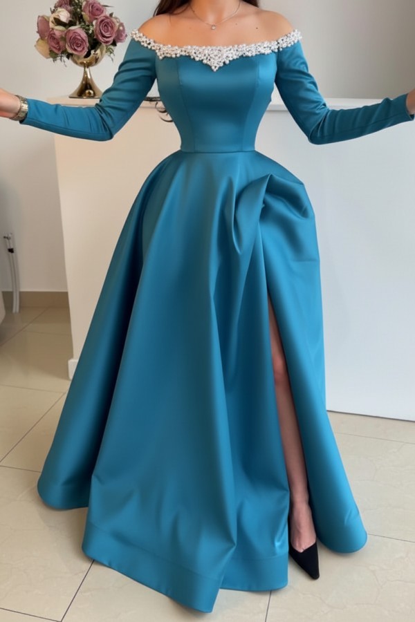 Elegante Abendkleider Lang Schwarz | Abiballkleider mit Ärmel
