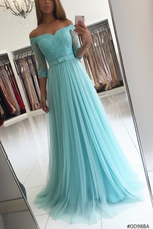 Elegante Abendkleider Lang Rosa Mit Ärmel Abendmoden Spitze Günstig