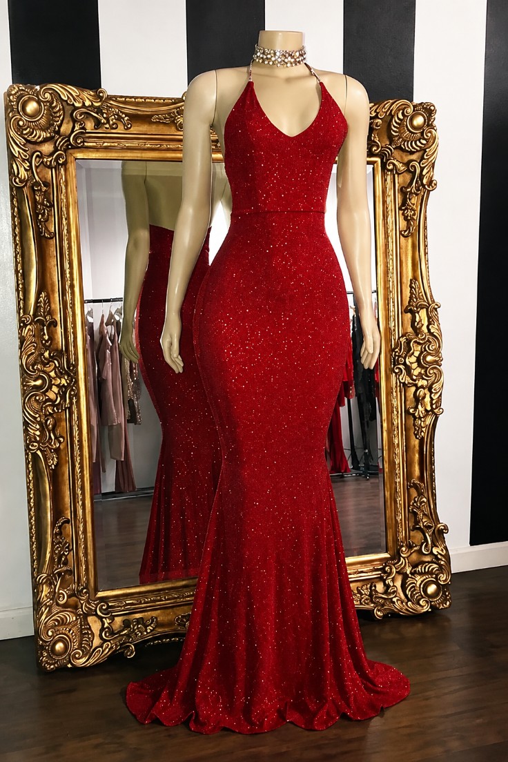 Rotes Abiballkleid Lang Glitzer | Abendkleider Günstig