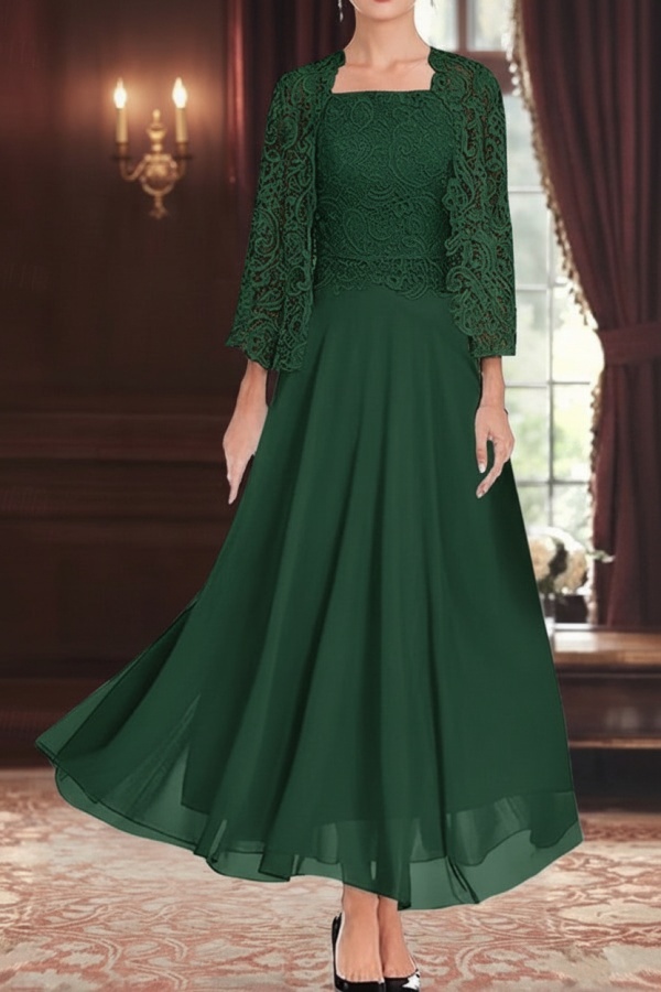 Mint Grüne Brautmutterkleider Lang Chiffon Kleid für Brautmutter mit Jacke