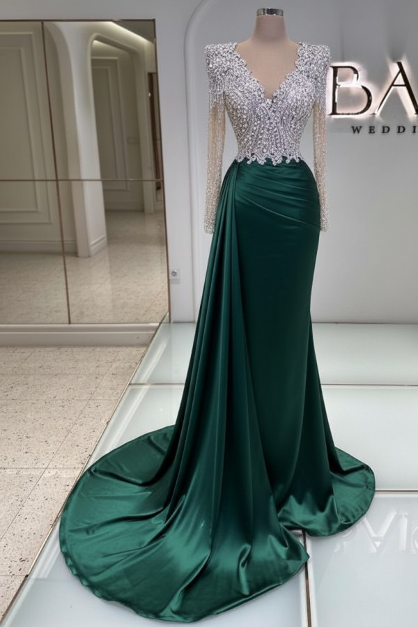 Schwarze Abendkleider Lang Glitzer | Abiballkleider V Ausschnitt