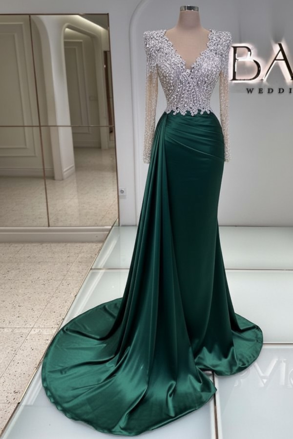 Schwarze Abendkleider Lang Glitzer | Abiballkleider V Ausschnitt