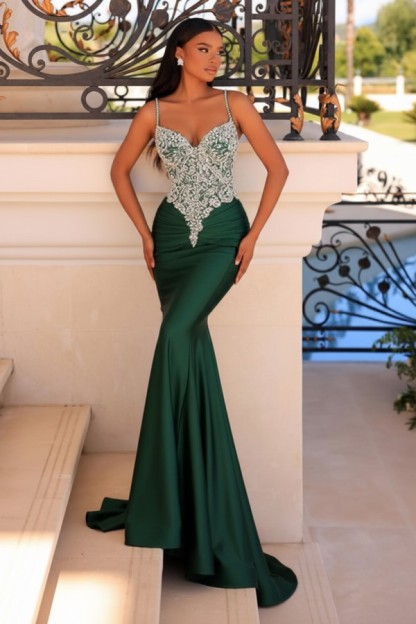 Wunderschöne Abendkleider Grün | Abiballkleider Lang mit Glitzer