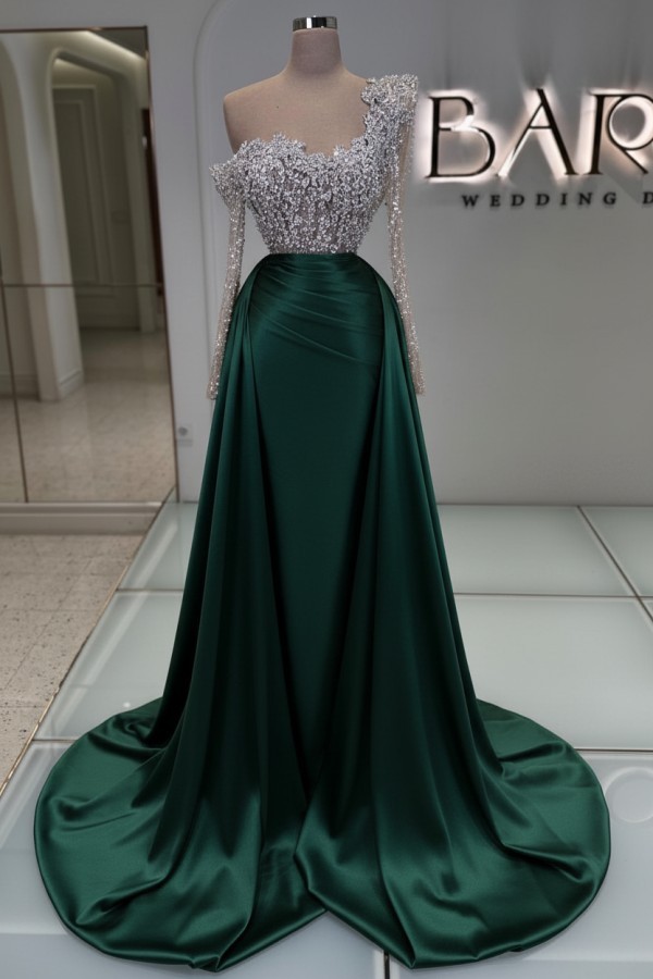 Luxus Ballkleider Lang Glitzer Abendkleider Abiballkleider mit armel | Babyonlinedress.de