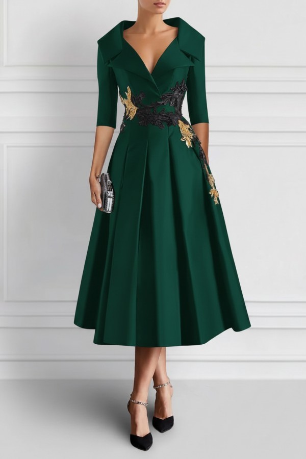 Vintage Brautmutterkleider Schwarz Mit Ärmel Festliche Kleider Kurz