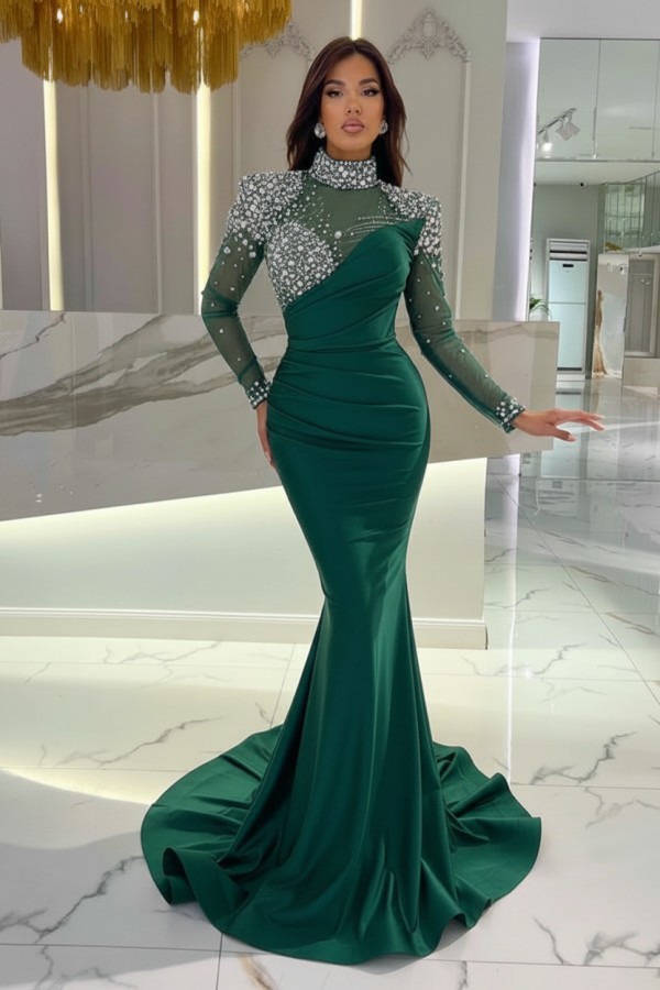 Schöne Abendkleider Lang Rosa | Abiballkleider Glitzer mit Ärmel