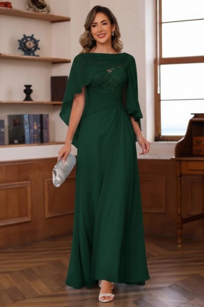Designer Chiffon Brautmutterkleider Lang Blau Festliche Kleider Hochzeitsparty