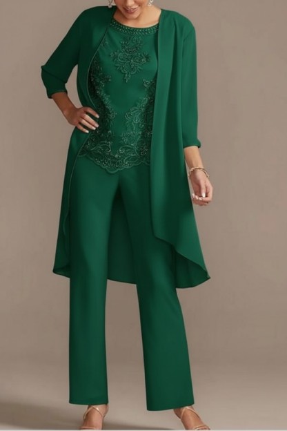 Designer Brautmutter Hoesenanzug | Brautmutterkleider Chiffon 3 Teilig
