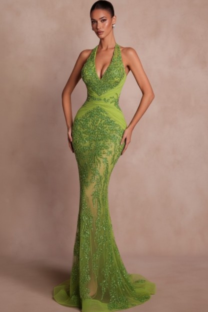 Dunkel Grün Abendkleider Lang Glitzer Ballkleider Spitze Online