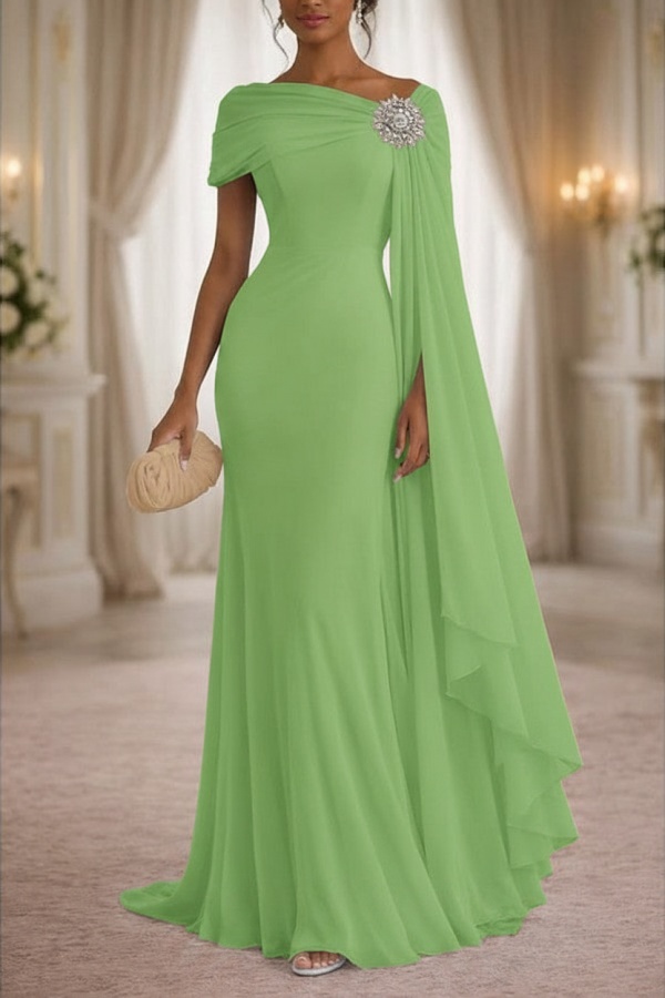 Champagner Brautmutterkleider Lang Chiffon Festliche Kleider Damen
