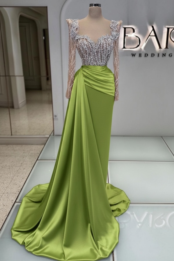 Extravagante Abendkleider Lang Purpur | Abiballkleider mit Glitzer Ärmel