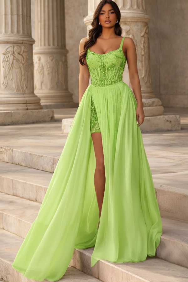 Rosa Abendkleider Lang Chiffon Ballkleider mit Glitzer